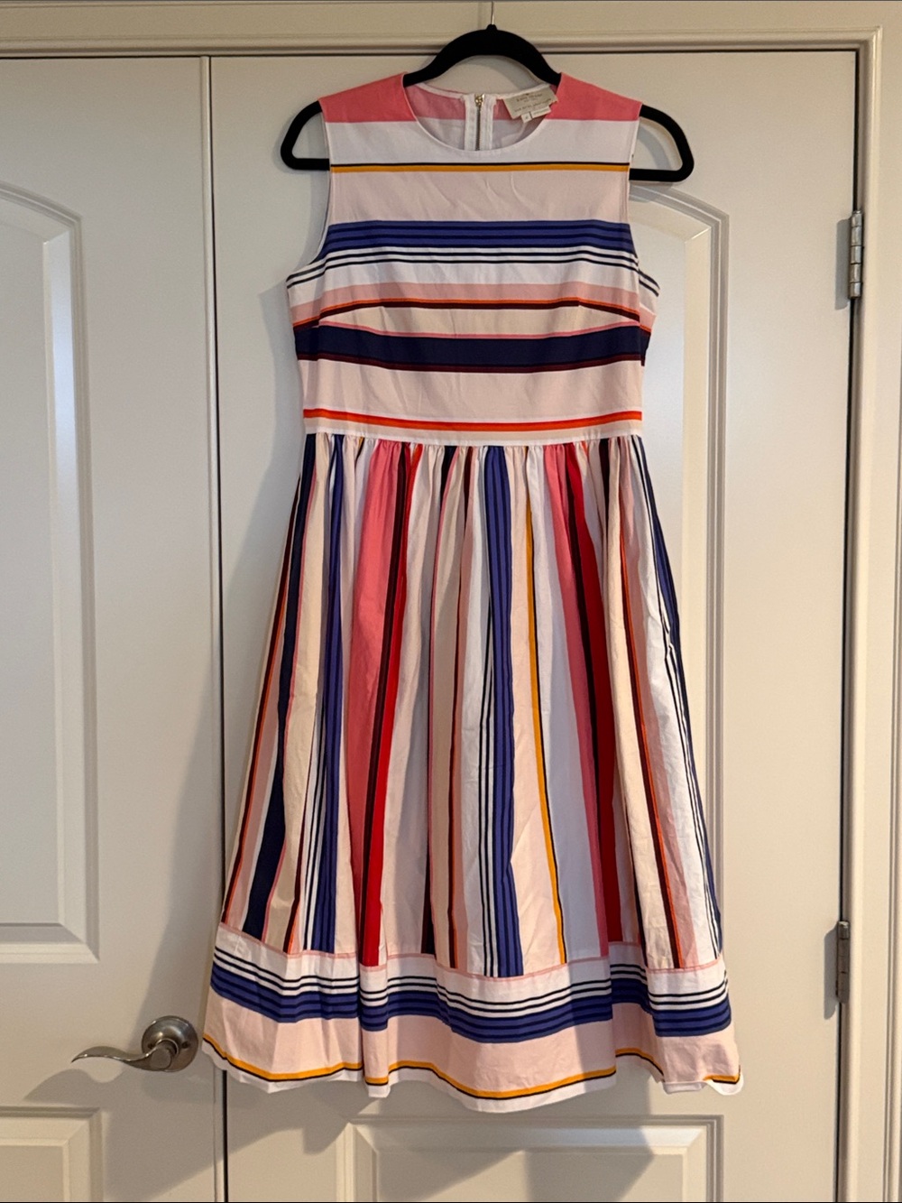 Kate spade New York striped sleeveless sun dress pockets size 6 blue coral